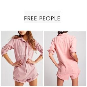 Free People Blush Oversized Cotton Romper XS